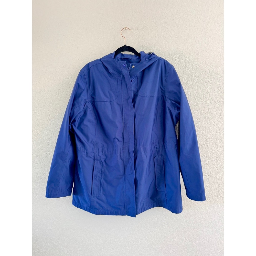 LL Bean 3-in-1 Parka Jacket Blue Misses XL Reg Hooded Zip Out Liner 287471